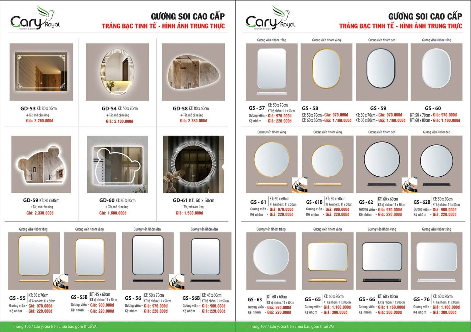 Thiết bị vệ sinh CARY ROYAL Catalogue và Bảng giá mới nhất 2024 - 2025 /Page 54